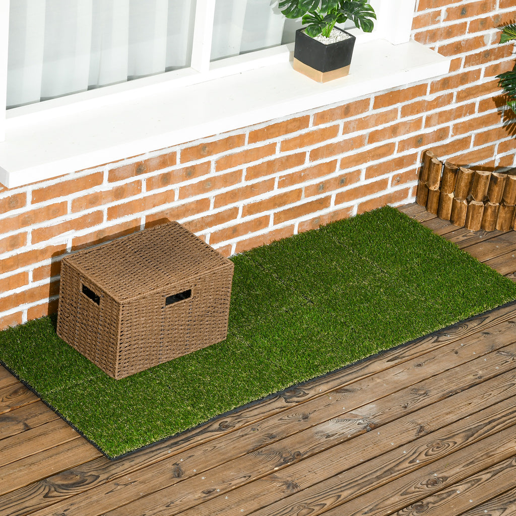 Outsunny Relva Artificial 10 Peças 30x30cm Verde Escuro