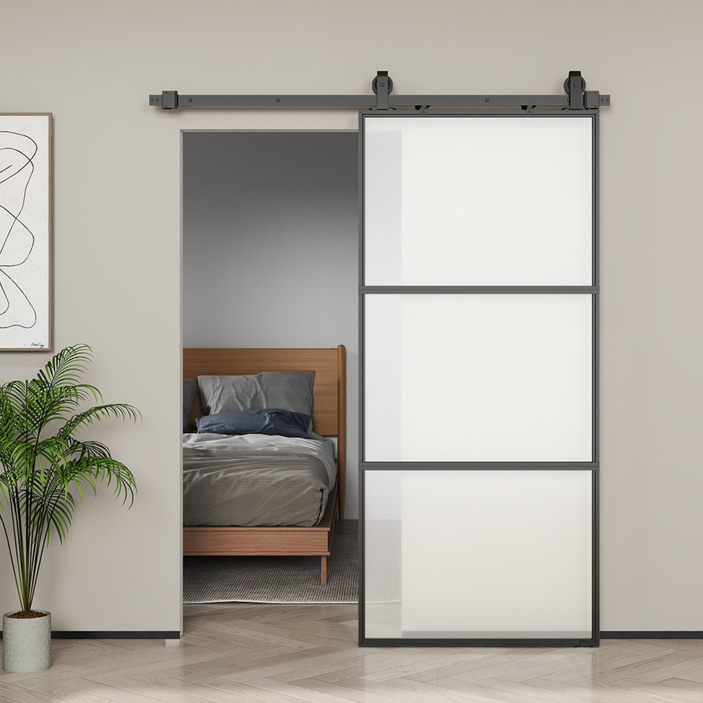 HOMCOM Porta de Correr de Vidro com Fecho Suave 91,4x203,2 cm