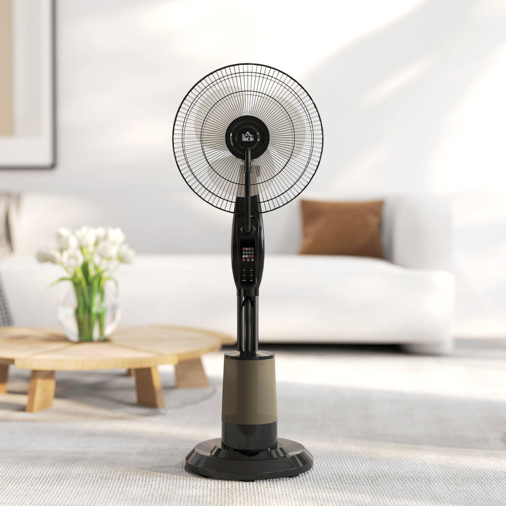 HOMCOM Ventoinha de Pé com Nebulizador 75 W, 3,2L, Preto