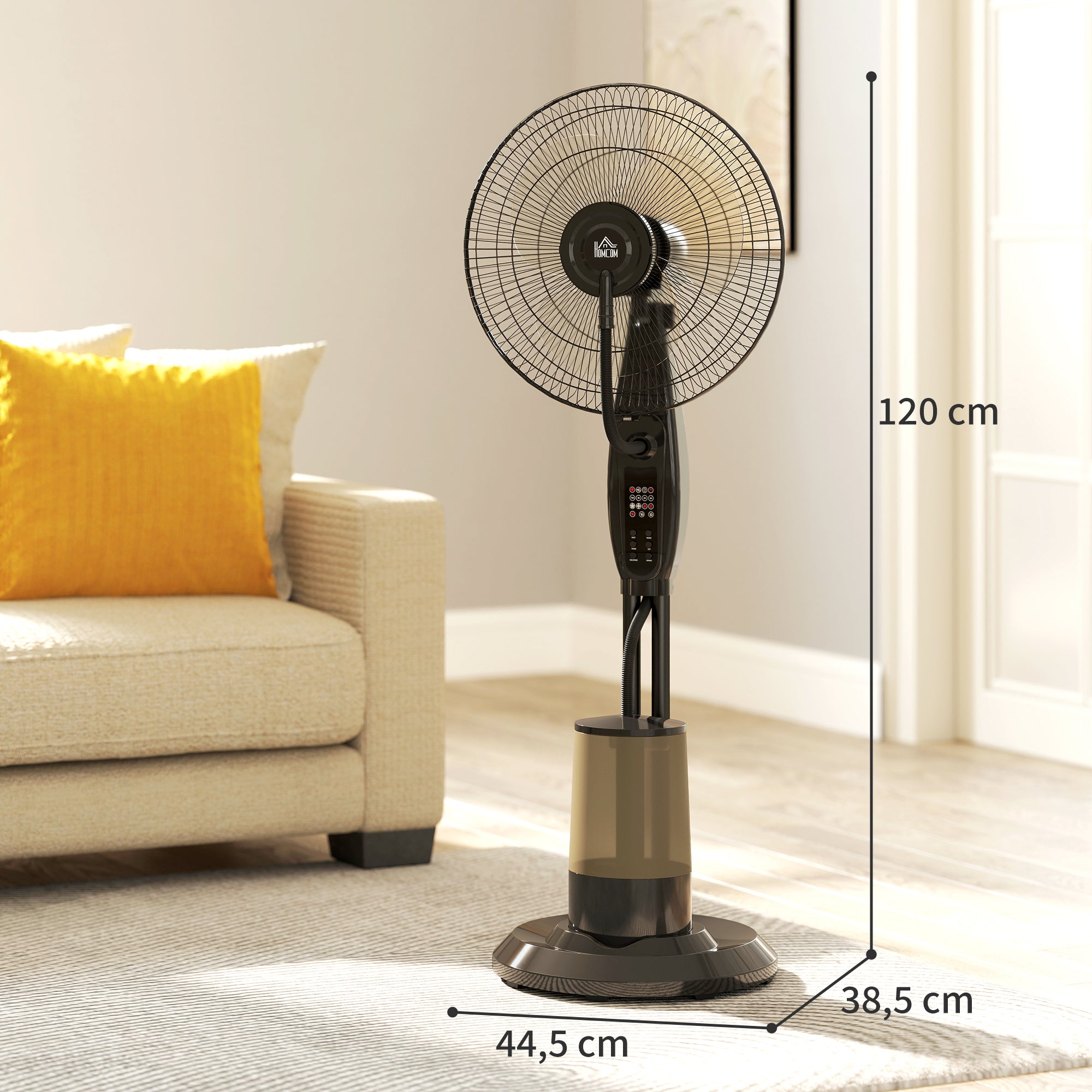 HOMCOM Ventoinha de Pé com Nebulizador 75 W, 3,2L, Preto