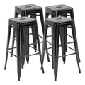 HOMCOM Conjunto de 4 Bancos Industriais em Metal, 43x43x76 cm