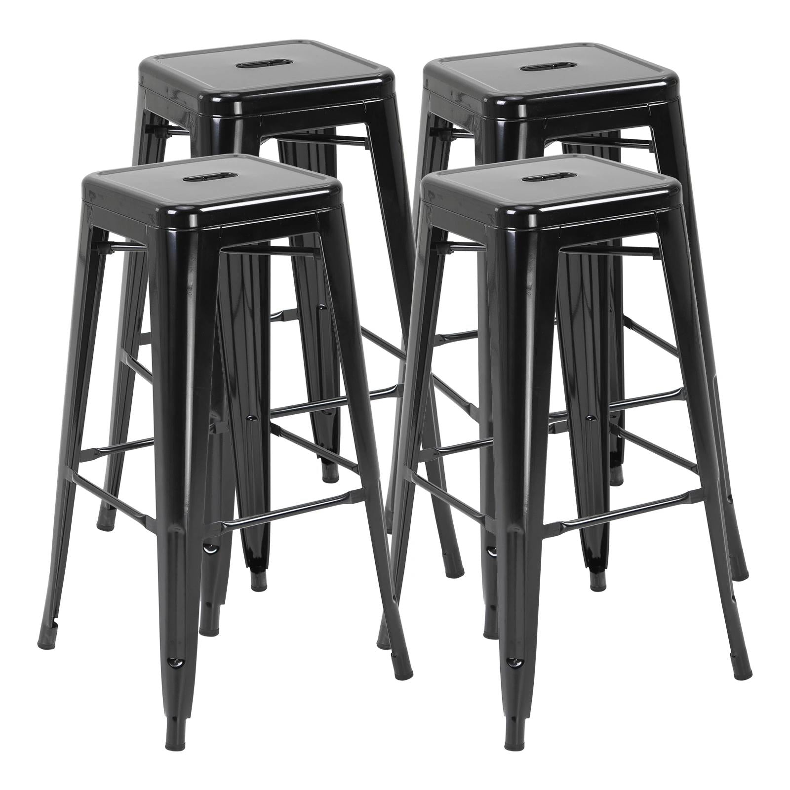 HOMCOM Conjunto de 4 Bancos Industriais em Metal, 43x43x76 cm