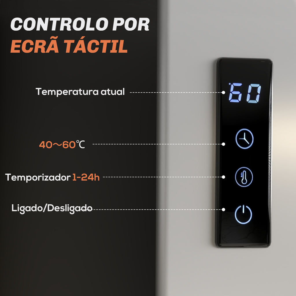 HOMCOM Toalheiro Elétrico de Parede 130W Wi-Fi 4 Barras Branco