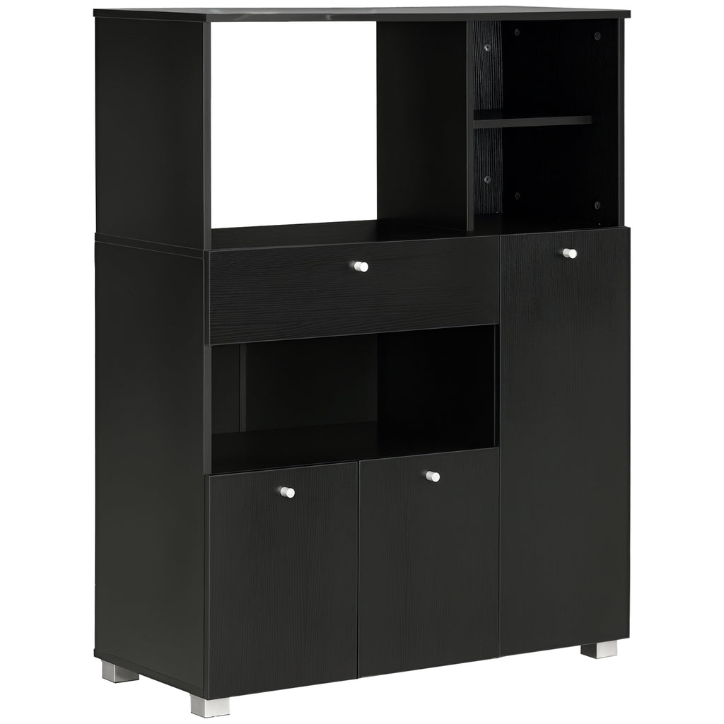 HOMCOM Aparador de Cozinha para Micro-ondas 90x40x120 cm Preto