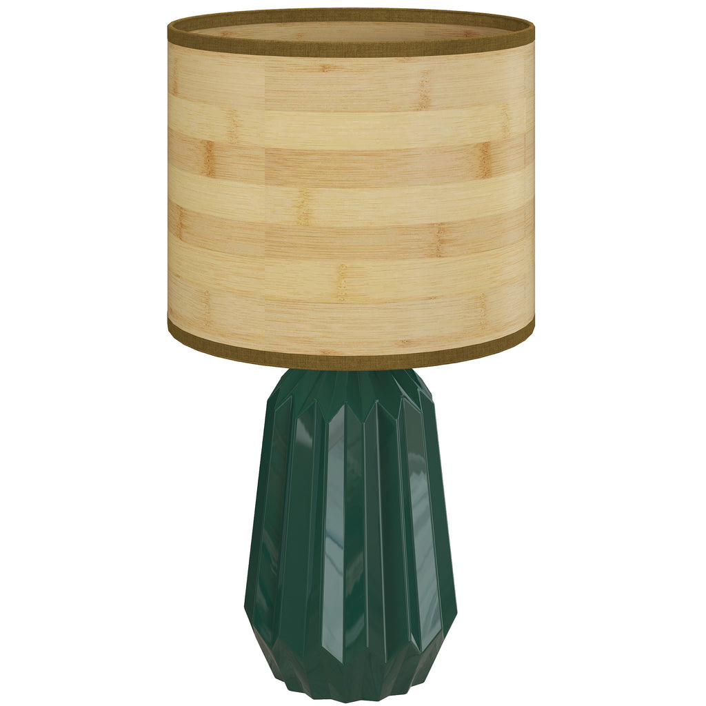 HOMCOM Candeeiro de Mesa Retro com Base Cerâmica e Ecrã Linho Verde