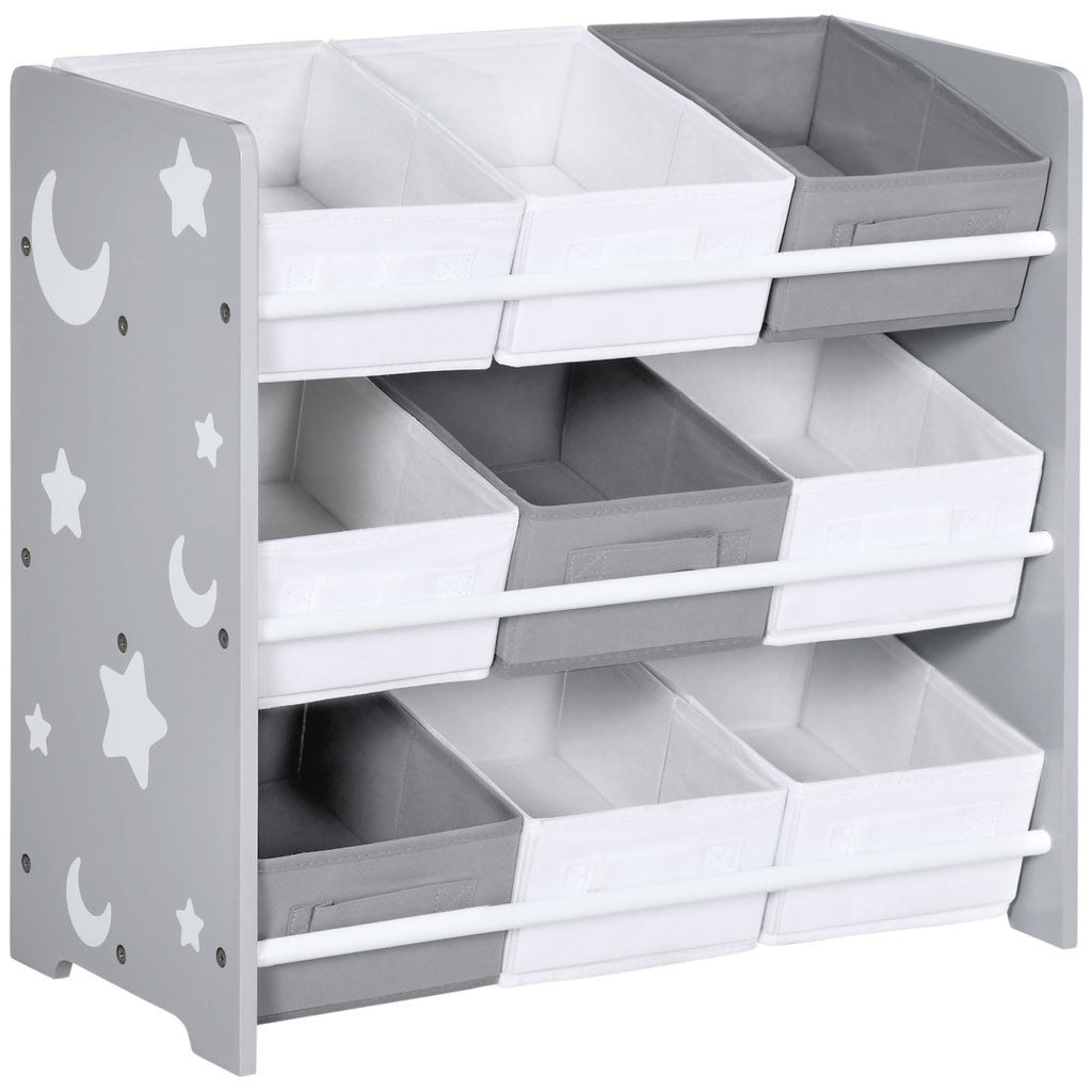 ZONEKIZ Estante para Brinquedos 9 Caixas, Organizador Infantil, 63x30x60 cm