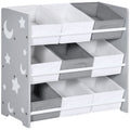 ZONEKIZ Estante para Brinquedos 9 Caixas, Organizador Infantil, 63x30x60 cm