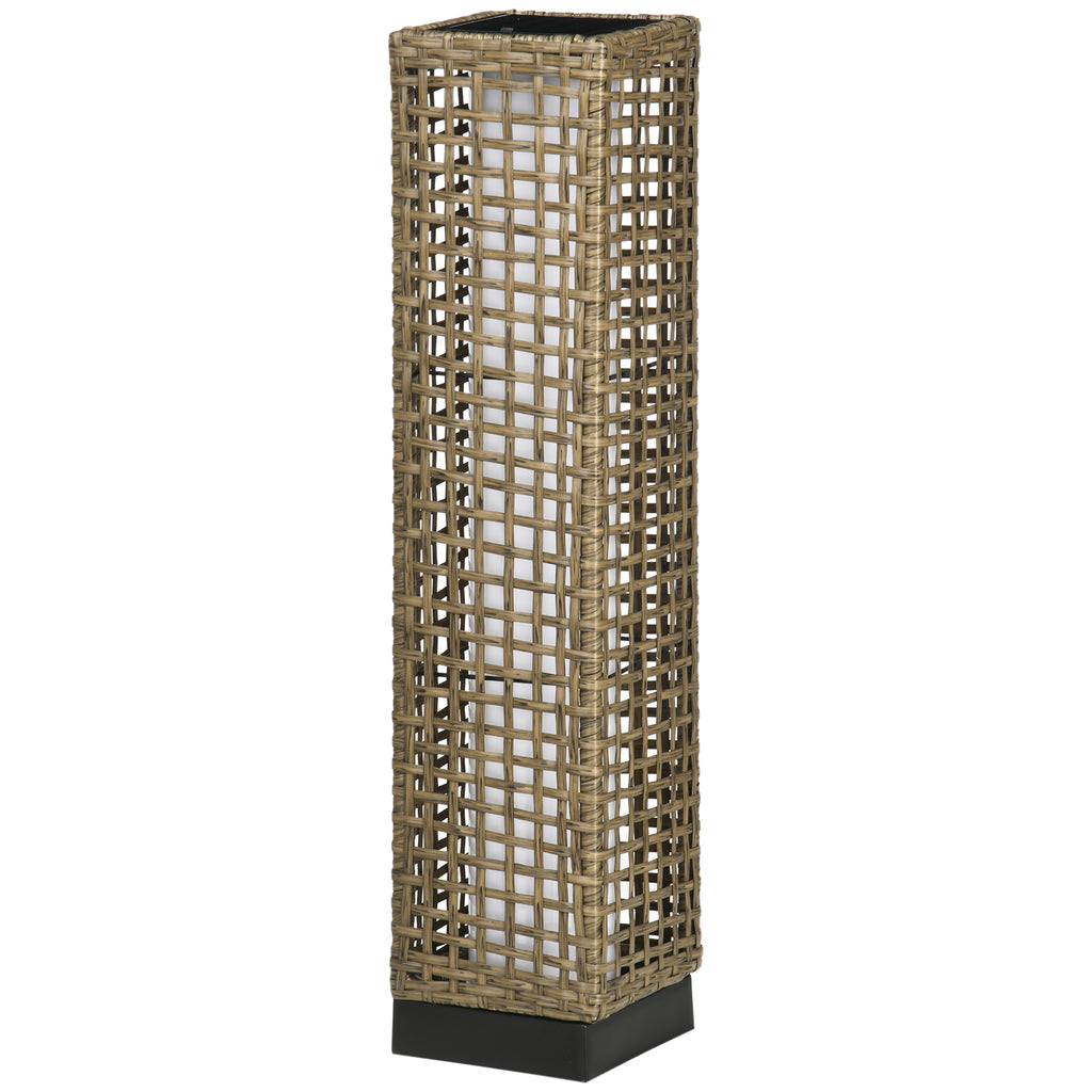 Outsunny Candeeiro Solar de Vime LED, 15,5x15,5x69cm, Marrom Areia