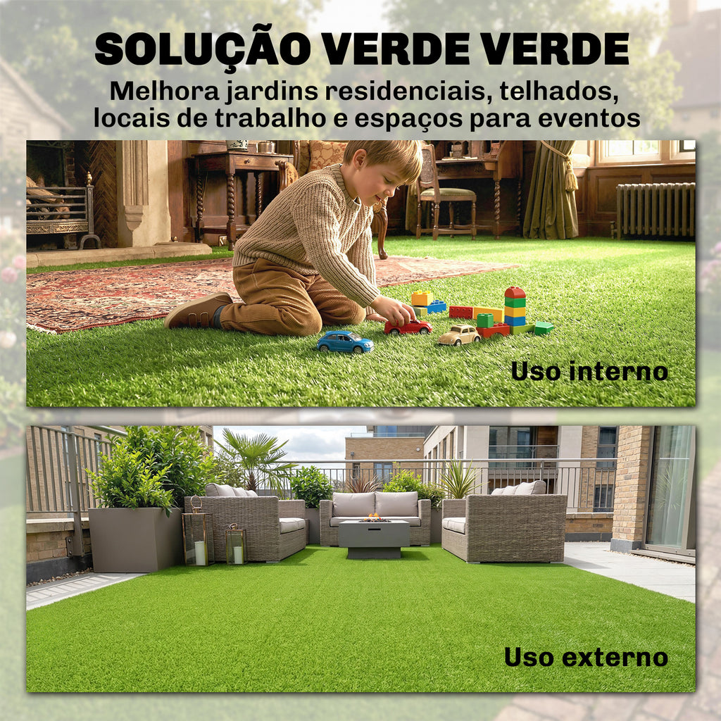 Outsunny Relva Artificial 1m x 4m, Tapete Sintético com Drenagem