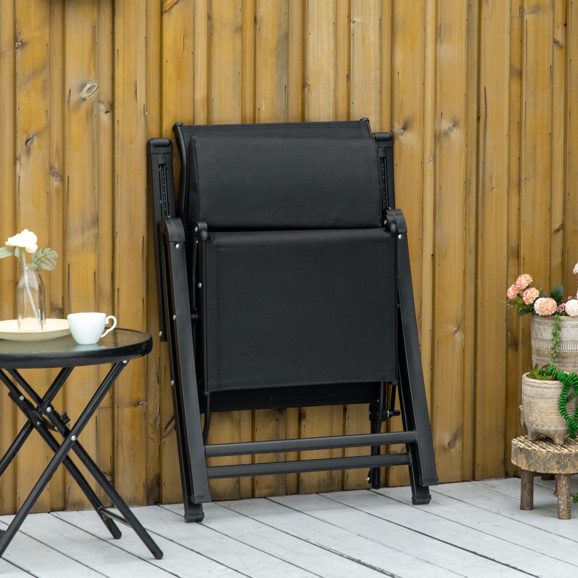 Outsunny Espreguiçadeira Gravidade Zero Dobrável 70x65x111 cm Preto