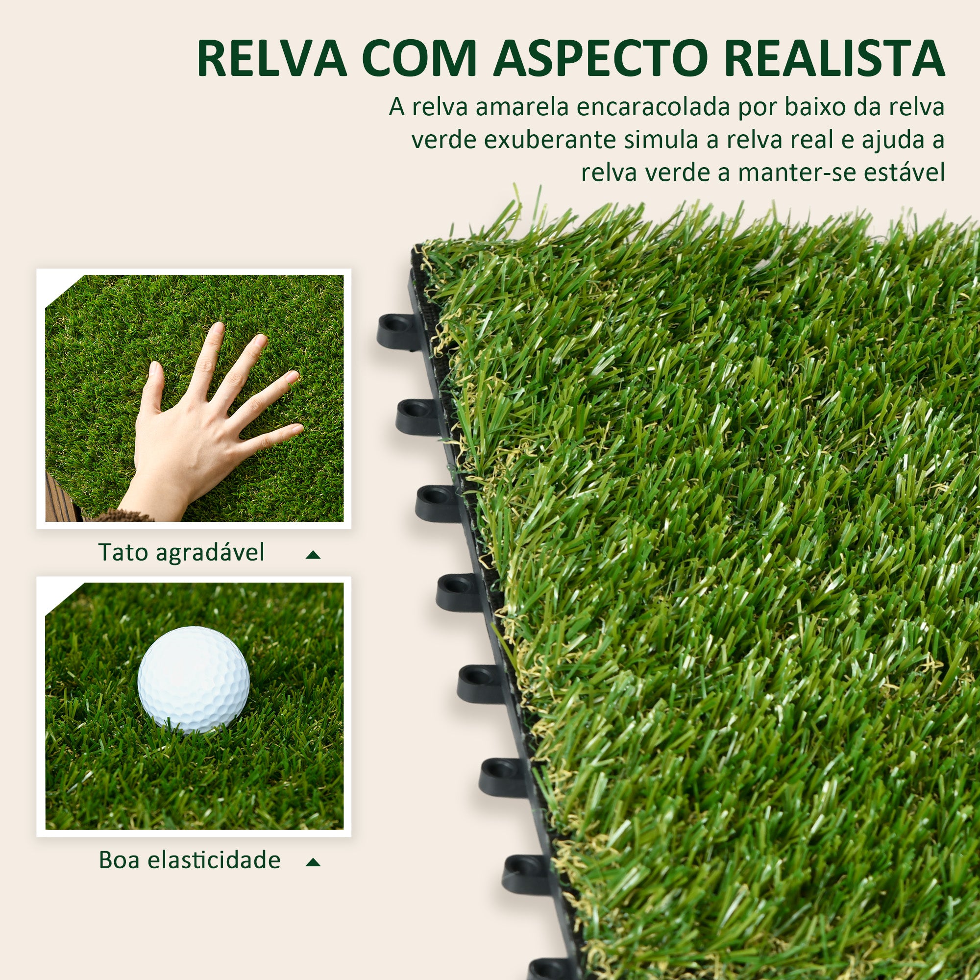 Outsunny Relva Artificial 10 Peças 30x30cm Verde Escuro