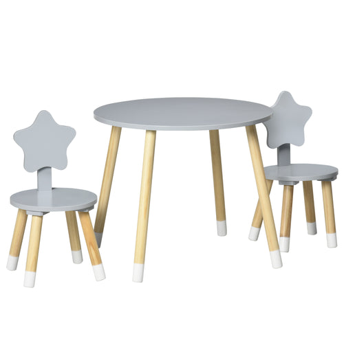 Conjunto de Mesa e 2 Cadeiras Infantis de Madeira Cinza