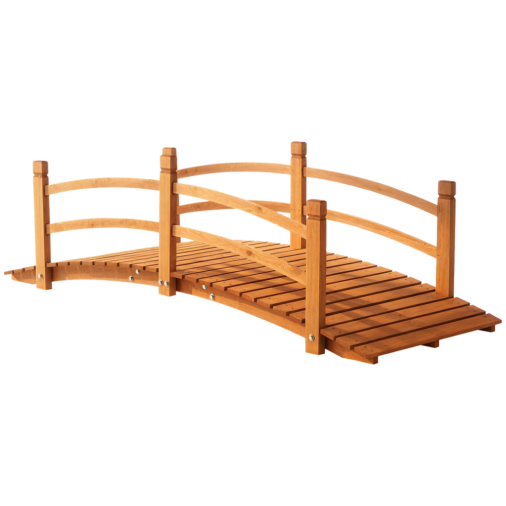 Outsunny Ponte de Jardim em Madeira com Corrimão 185x72x58 cm