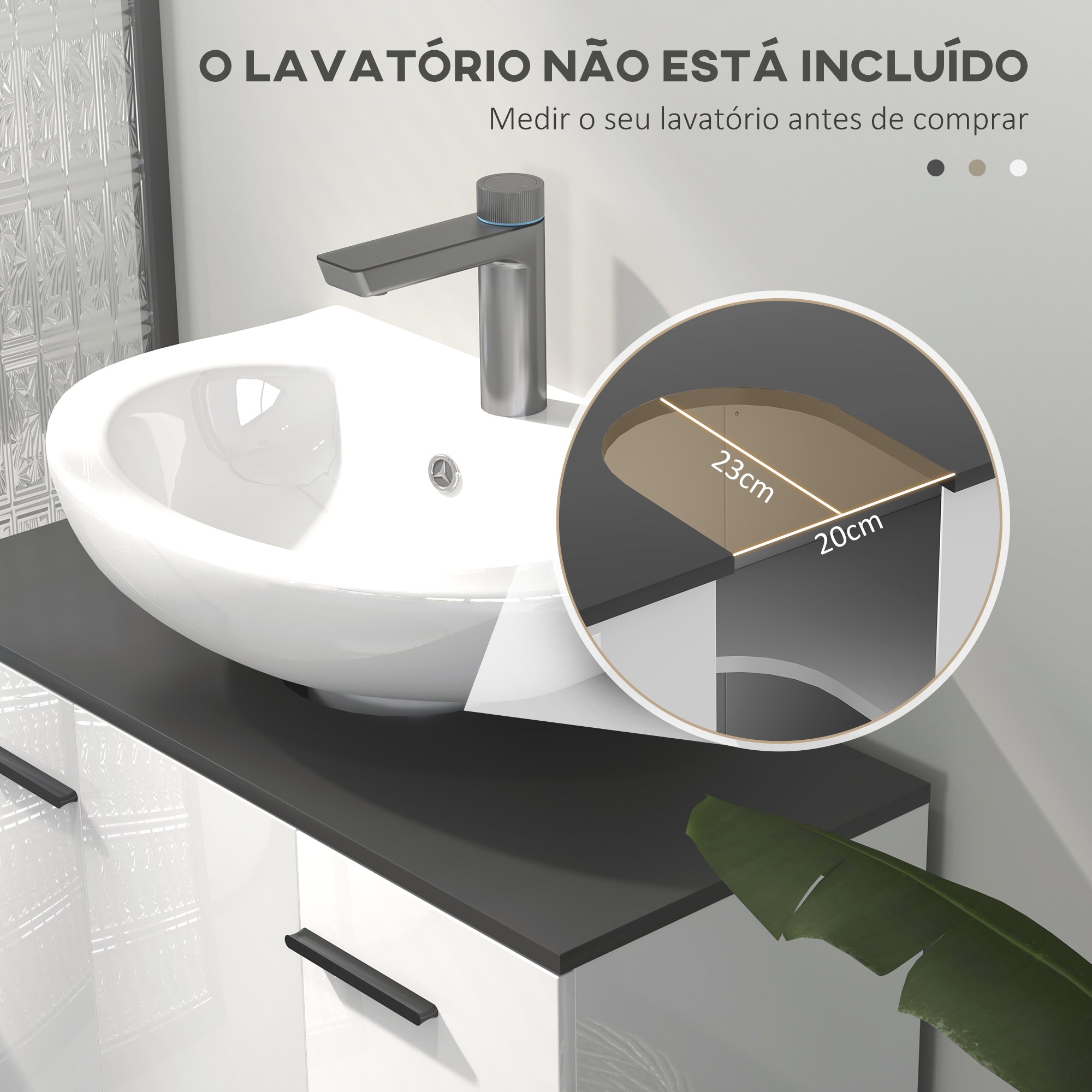 HOMCOM Móvel de Lavatório com 2 Portas, Branco 80x34x60cm