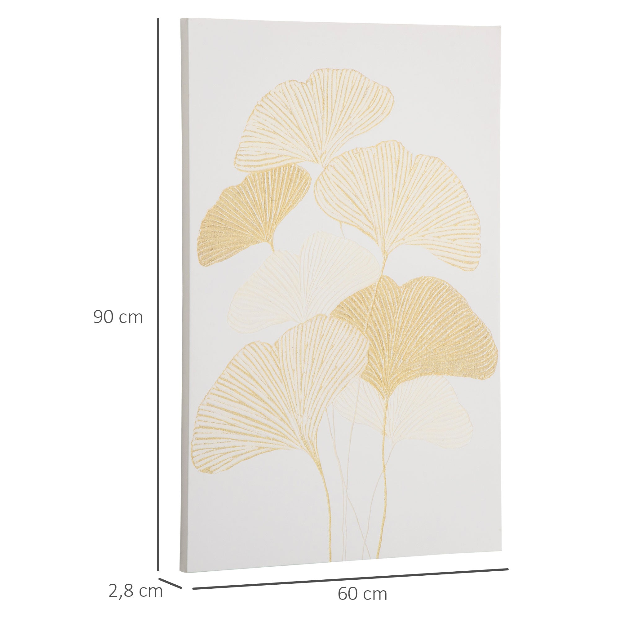 HOMCOM Pintura em Tela Folhas de Ginkgo Biloba 90x60cm