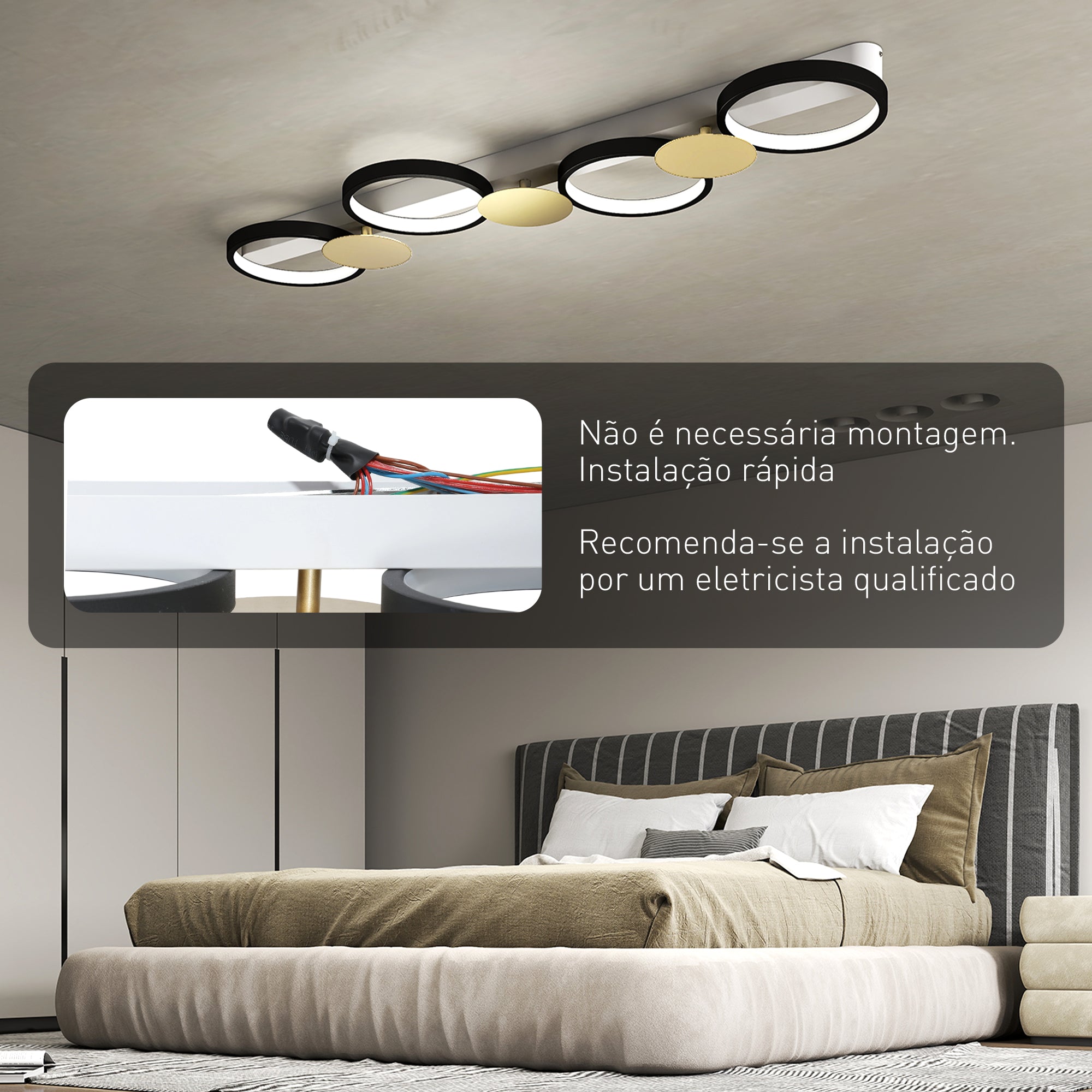 HOMCOM Candeeiro de Teto LED Regulável 4 Focos e Comando