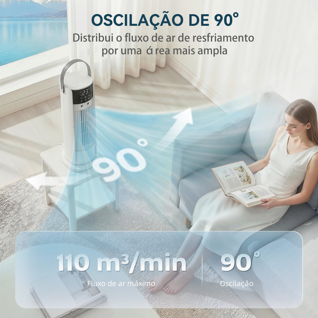 HOMCOM Ventoinha de Mesa com Névoa, Luz RGB e Controlo Remoto, Branco