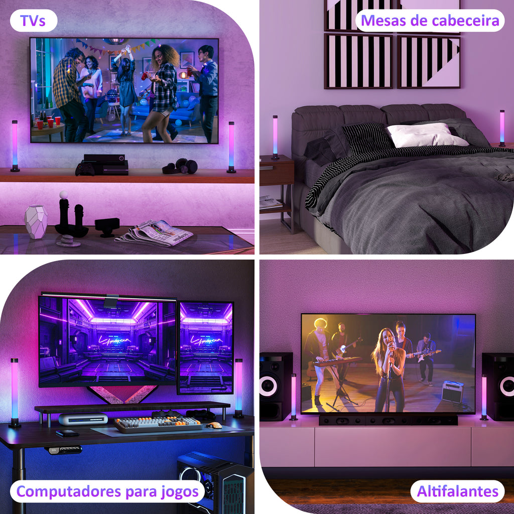 HOMCOM Conjunto 2 Candeeiros Mesa LED RGB Bluetooth Música