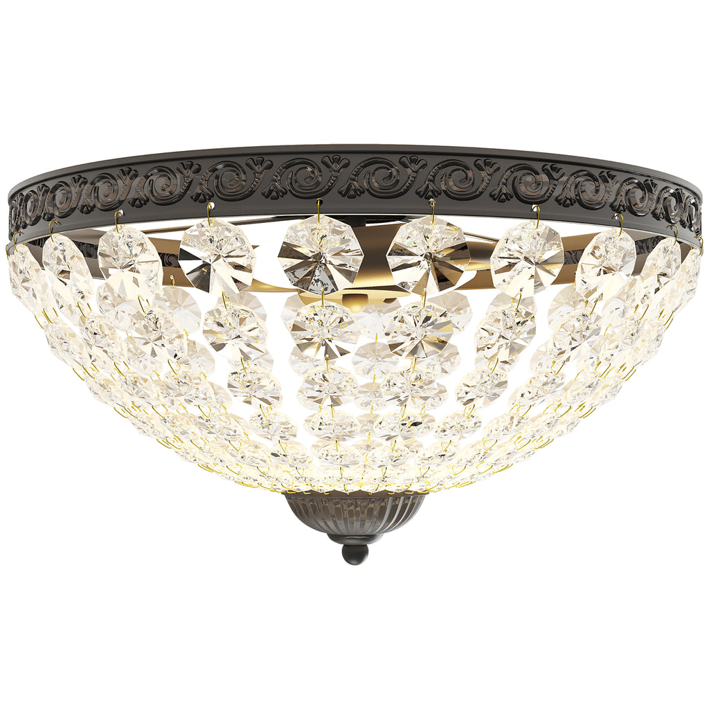 HOMCOM Candeeiro de Teto Cristal Vintage, Preto, Ø35x22 cm