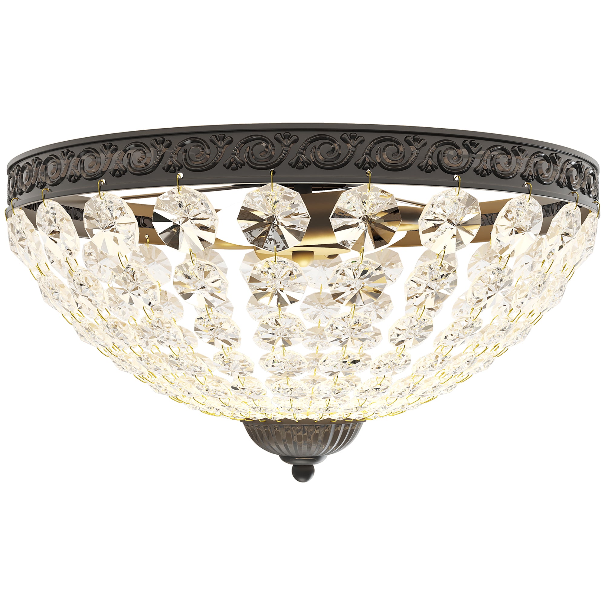 HOMCOM Candeeiro de Teto Cristal Vintage, Preto, Ø35x22 cm