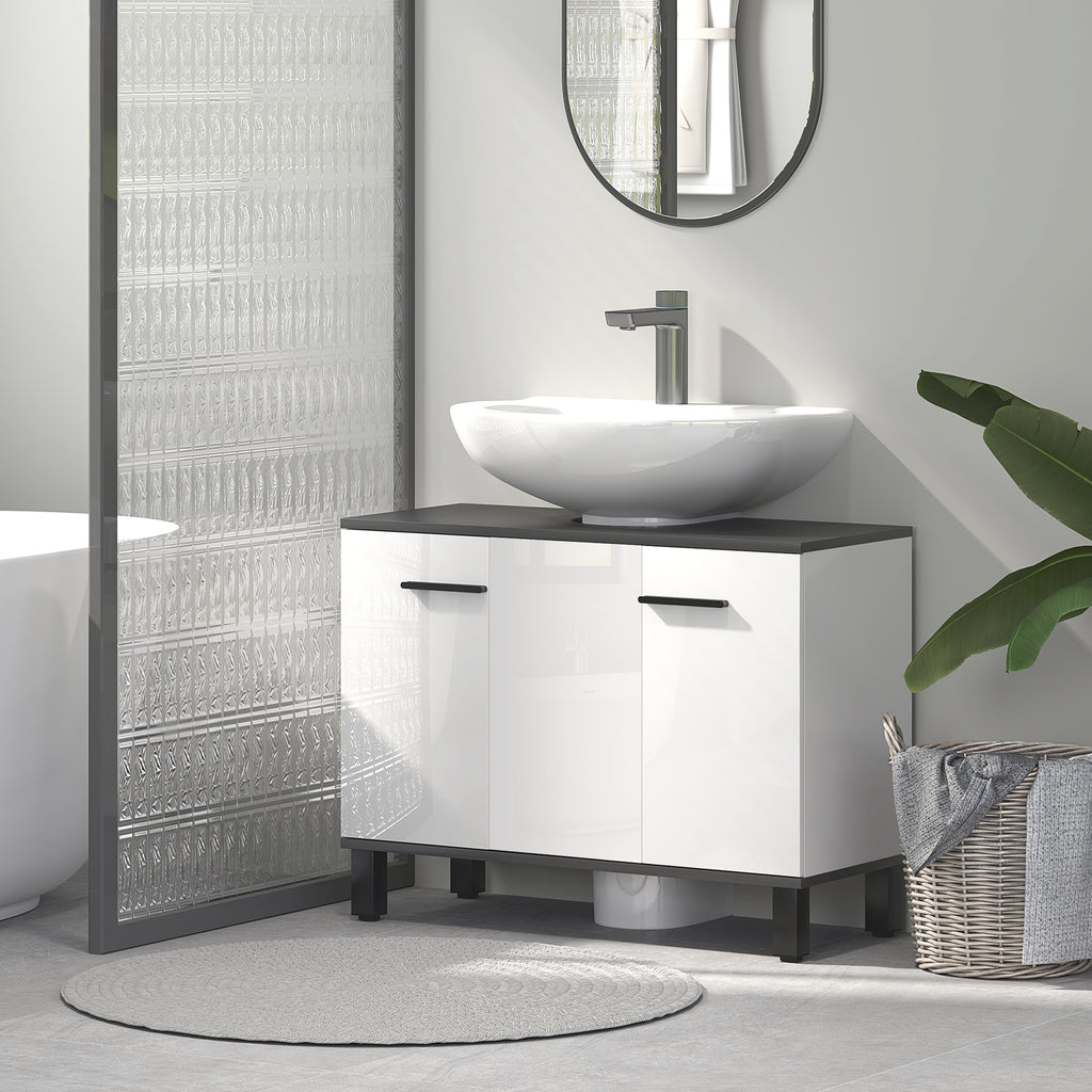 HOMCOM Móvel de Lavatório com 2 Portas, Branco 80x34x60cm