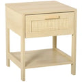 HOMCOM Mesa de Cabeceira com Gaveta em Vime, 40x40x48 cm