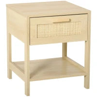 HOMCOM Mesa de Cabeceira com Gaveta em Vime, 40x40x48 cm