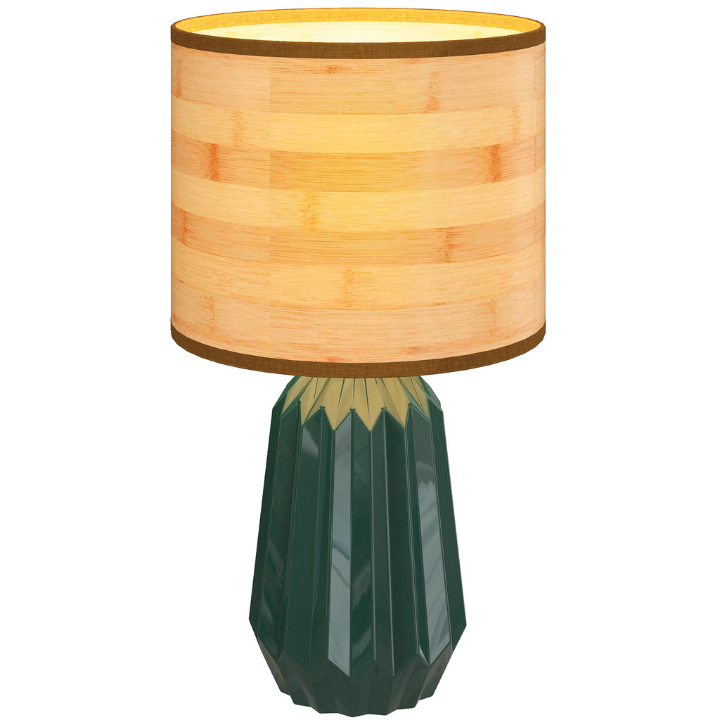 HOMCOM Candeeiro de Mesa Retro com Base Cerâmica e Ecrã Linho Verde