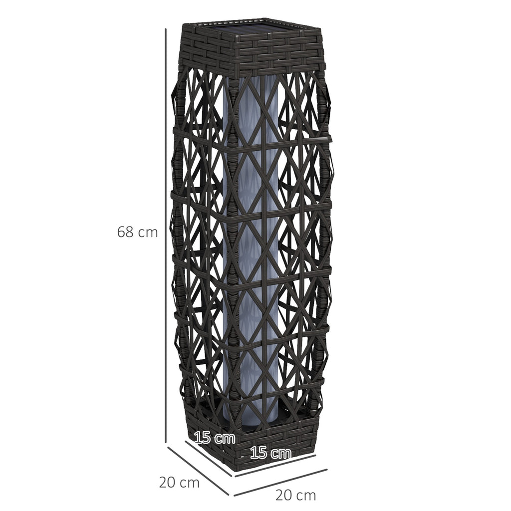 Outsunny Candeeiro Solar LED de Exterior em Vime, 20x20x68 cm