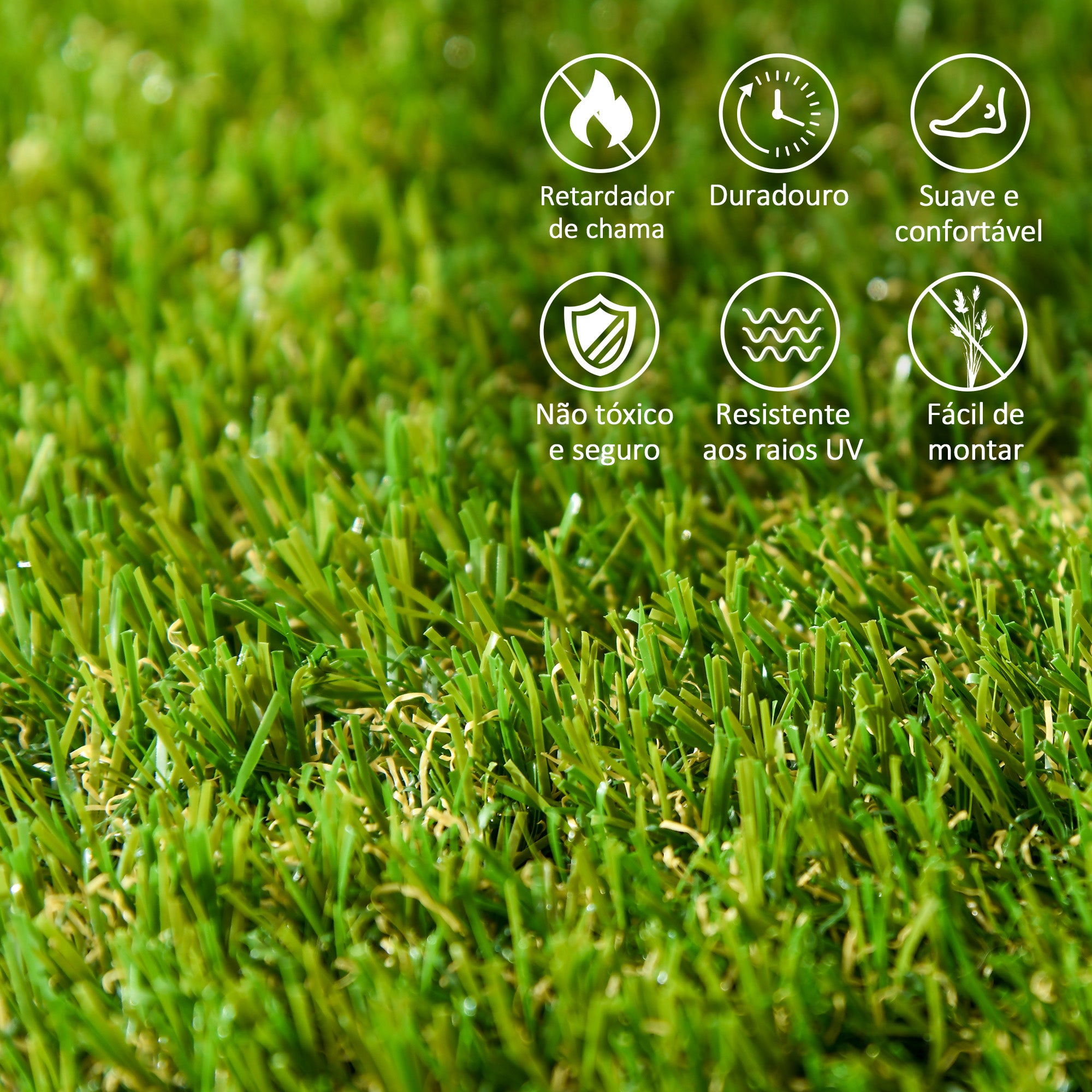 Outsunny Relva Artificial 10 Peças 30x30cm Verde Escuro