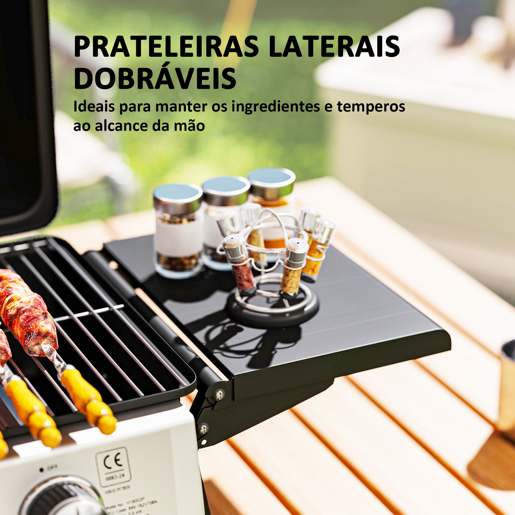 Outsunny Churrasqueira a Gás com 2 Queimadores, 101x48x41 cm Preto