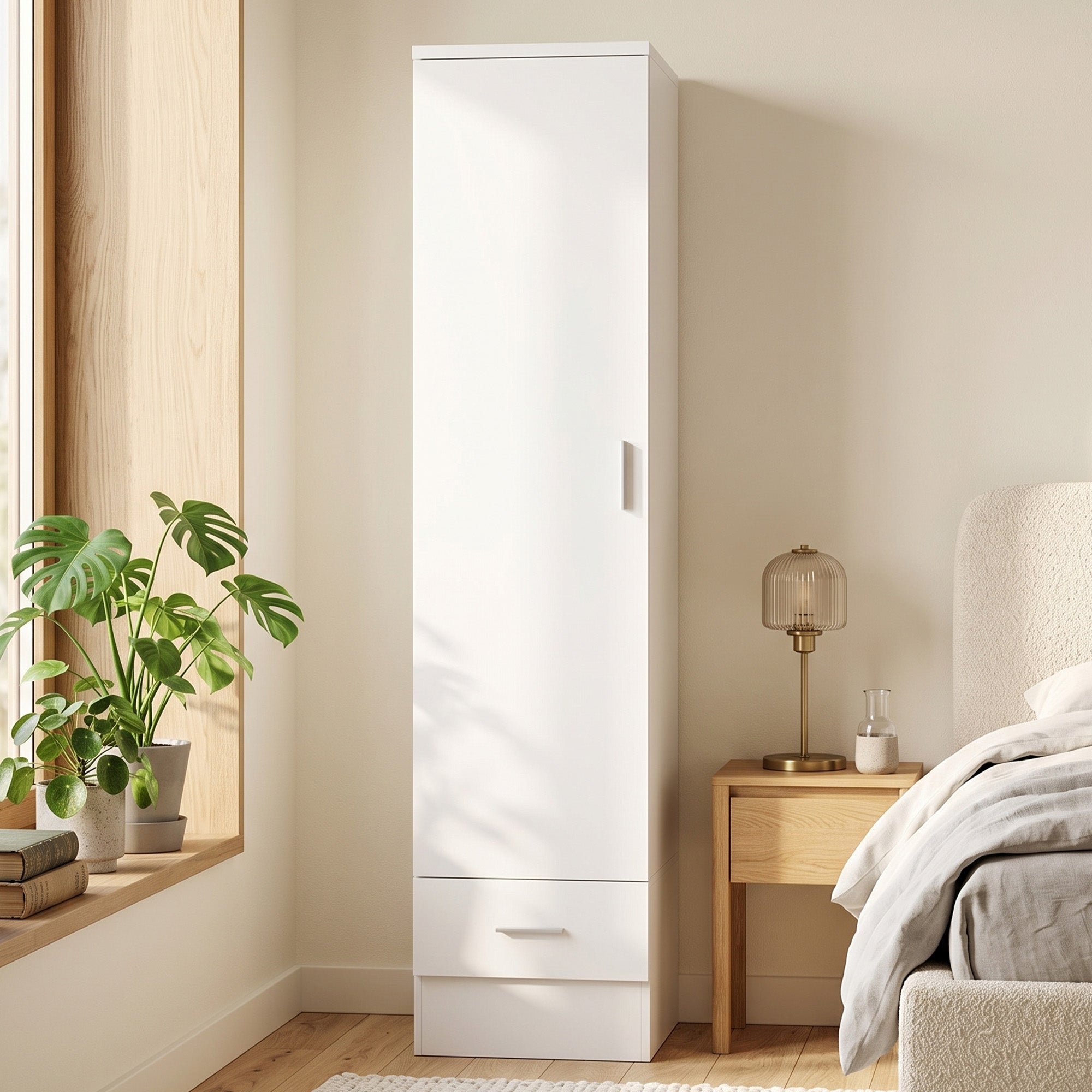 HOMCOM Roupeiro Moderno para Quarto com Barra de Pendurar e Gaveta