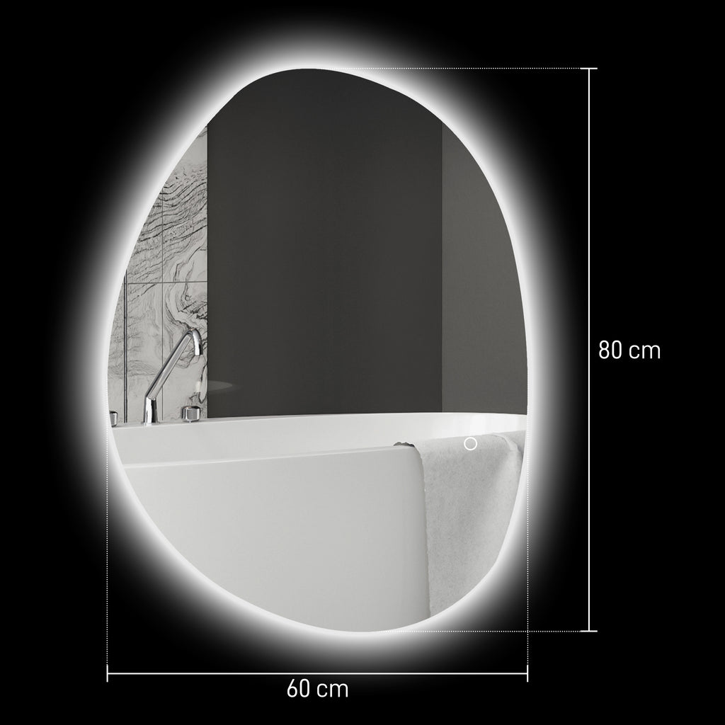 HOMCOM Espelho de Casa de Banho LED 80x60 cm Prata Anti-Embaciamento