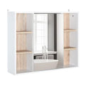 HOMCOM Armário de Espelho com Prateleiras, 60x15x49 cm, Branco e Carvalho