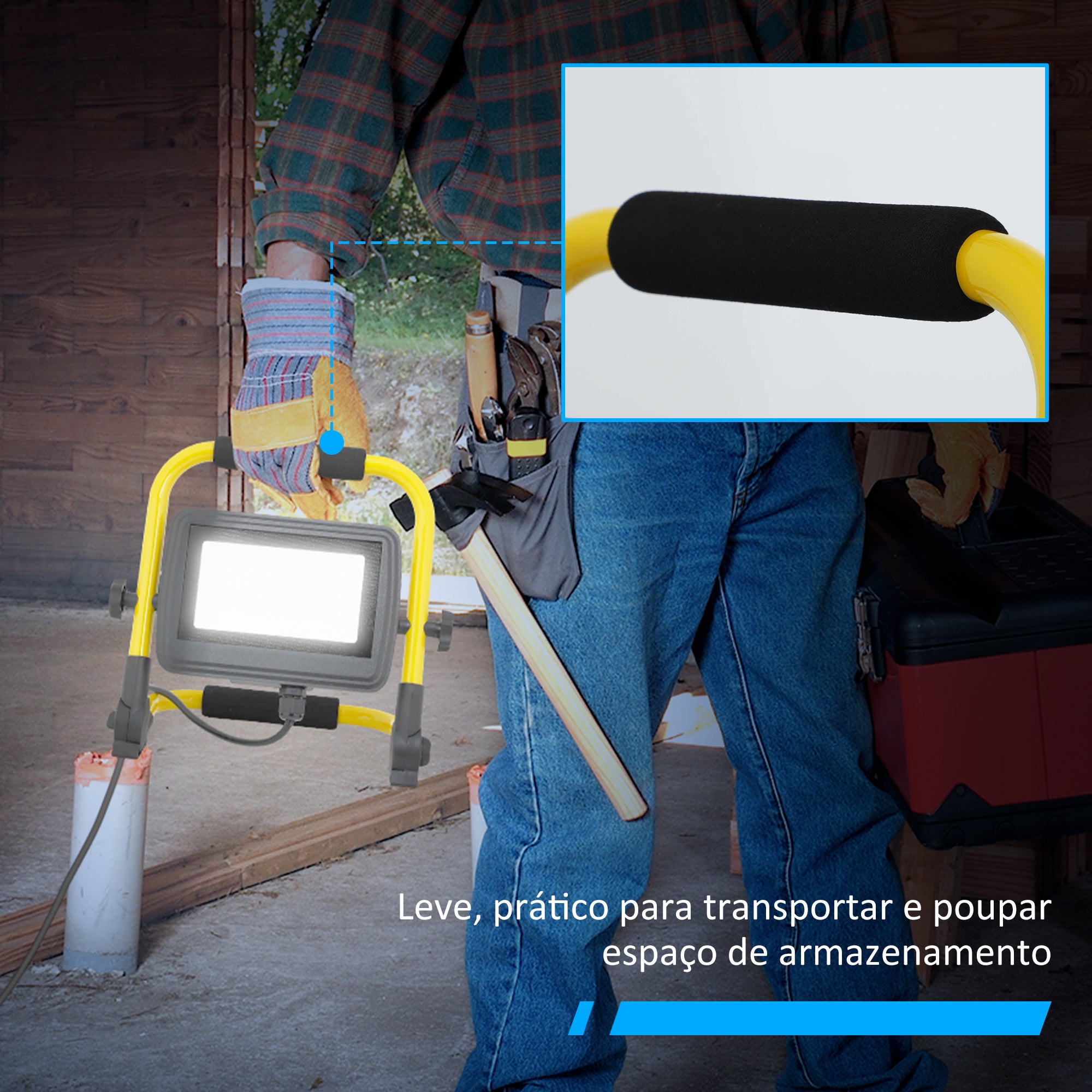HOMCOM Projetor LED 50W 4250 Lúmenes IP65 Amarelo