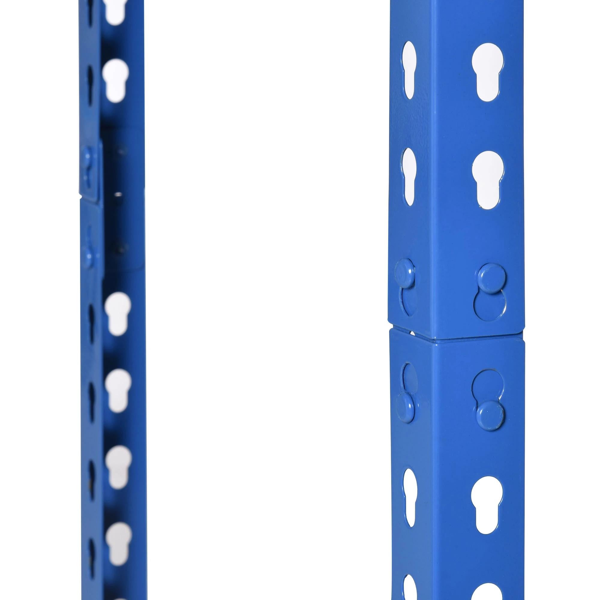 HOMCOM Estante Metálica 5 Prateleiras 182cm, Armazenamento Industrial Azul Laranja