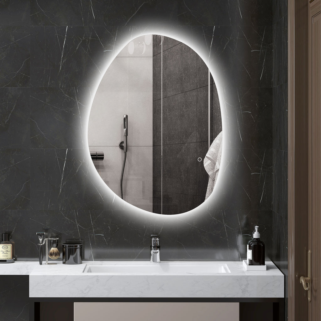 HOMCOM Espelho de Casa de Banho LED 80x60 cm Prata Anti-Embaciamento