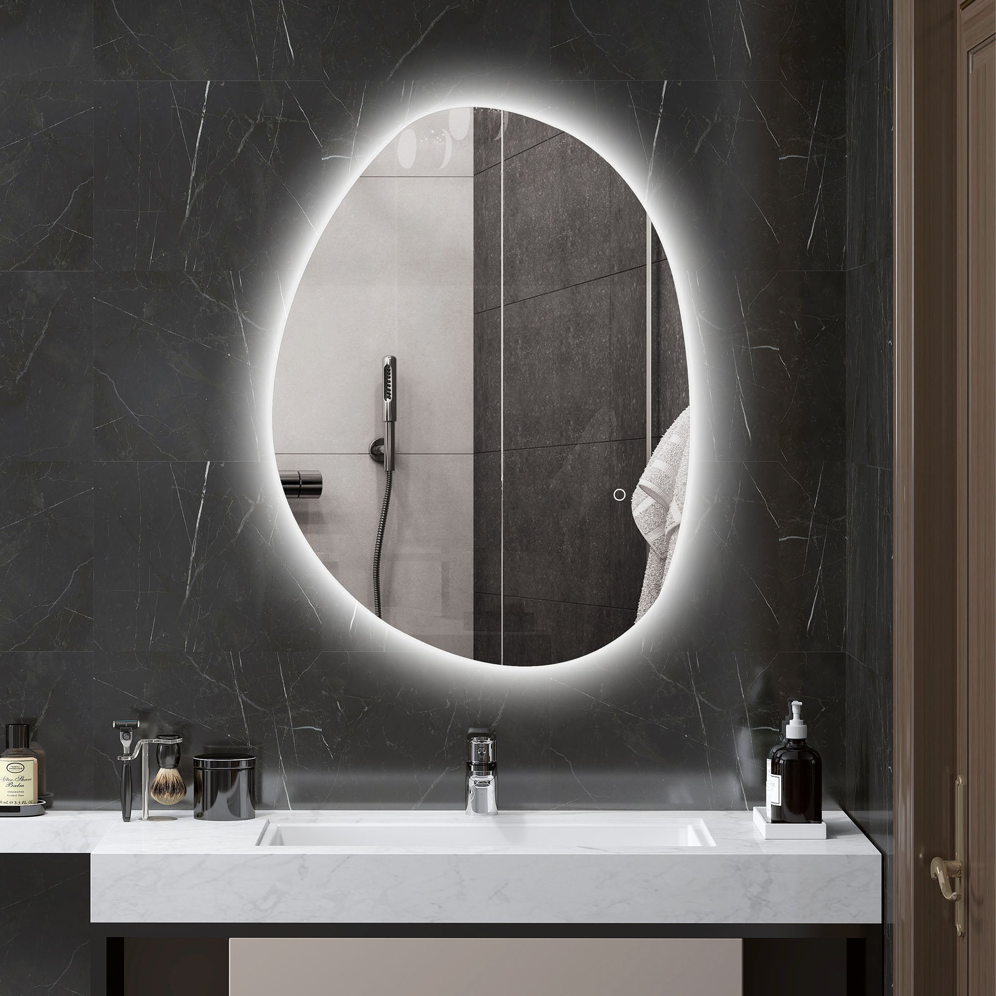 HOMCOM Espelho de Casa de Banho LED 80x60 cm Prata Anti-Embaciamento
