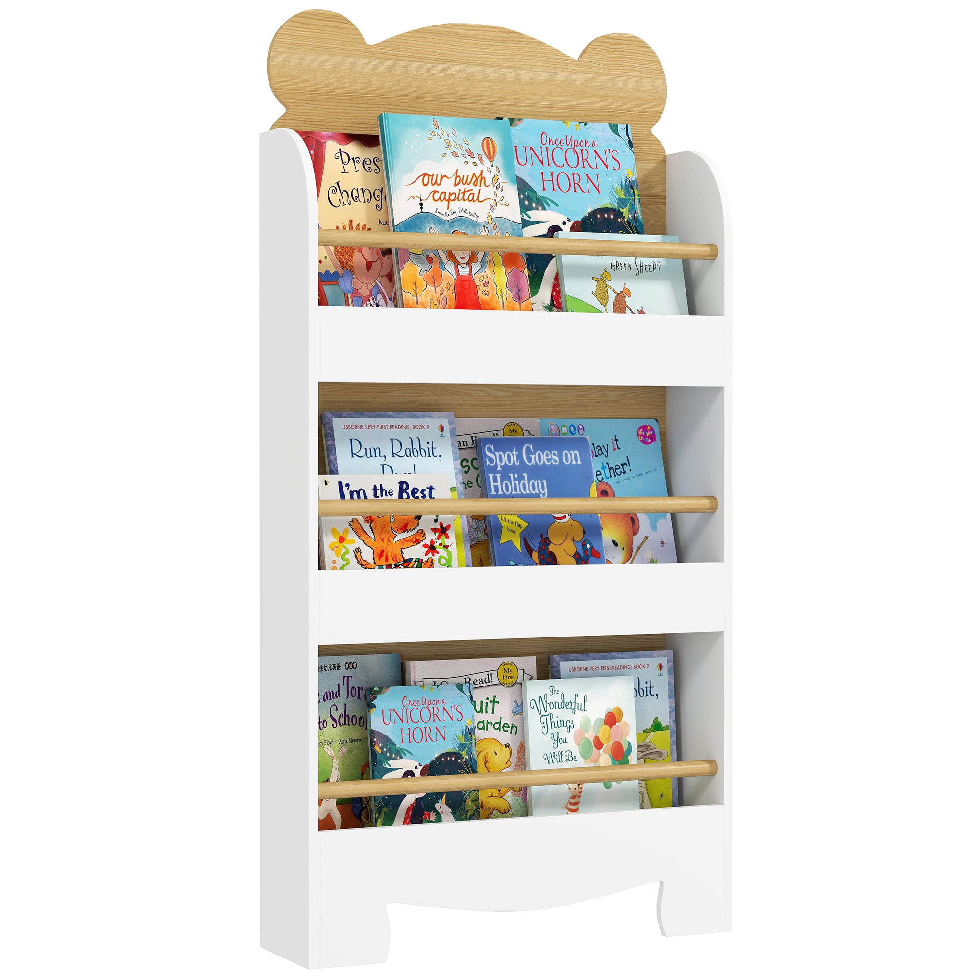Aiyaplay Estante Infantil para Livros Desenho de Ursinho 3 Níveis